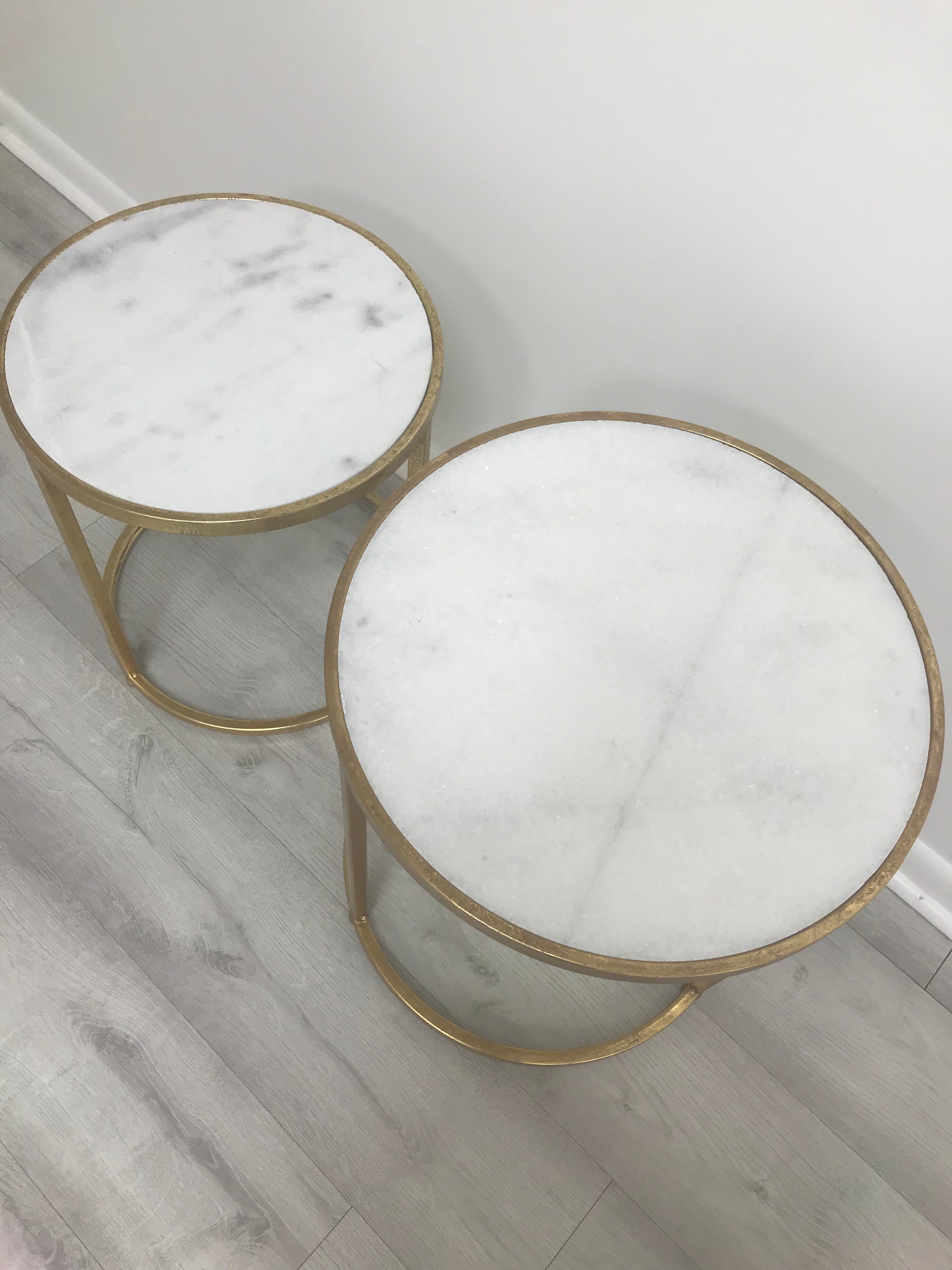 Gold and White End Tables